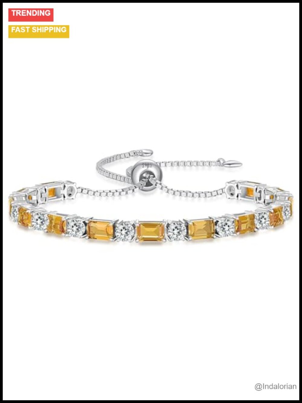 Sterling Silver Tennis Bracelet Adjustable 6-9\" Crystal Birthstone Jewelry